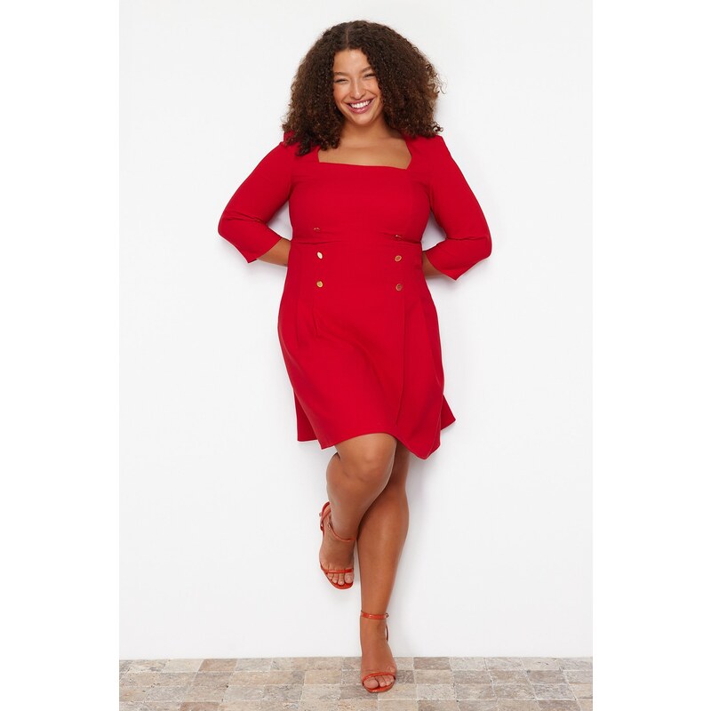 Trendyol Curve Red Woven Dress