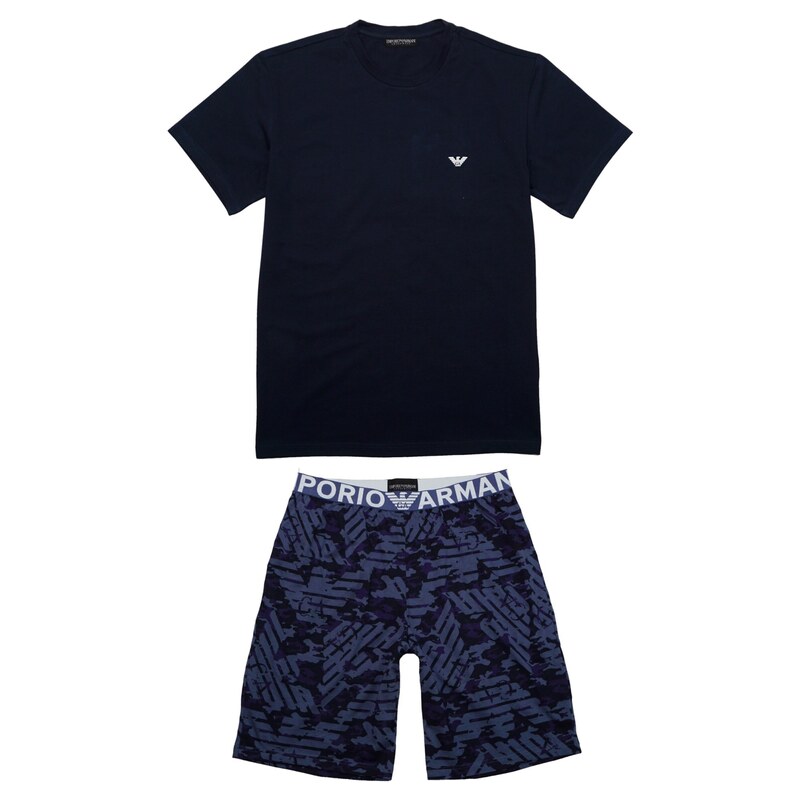 Emporio Armani Pyžamo krátké tmavě modrá / černá / bílá