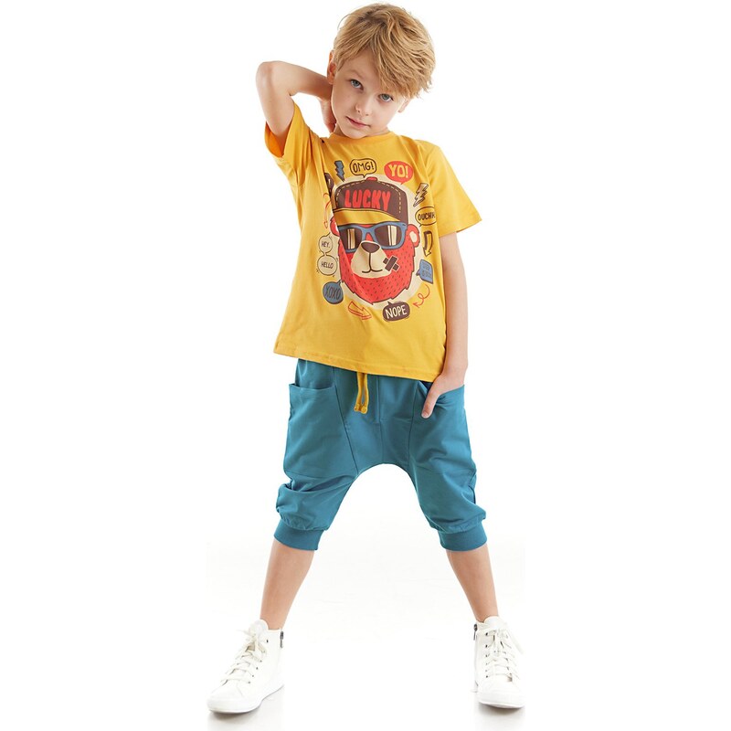 Denokids Lucky Bear Boys T-shirt Capri Shorts Set