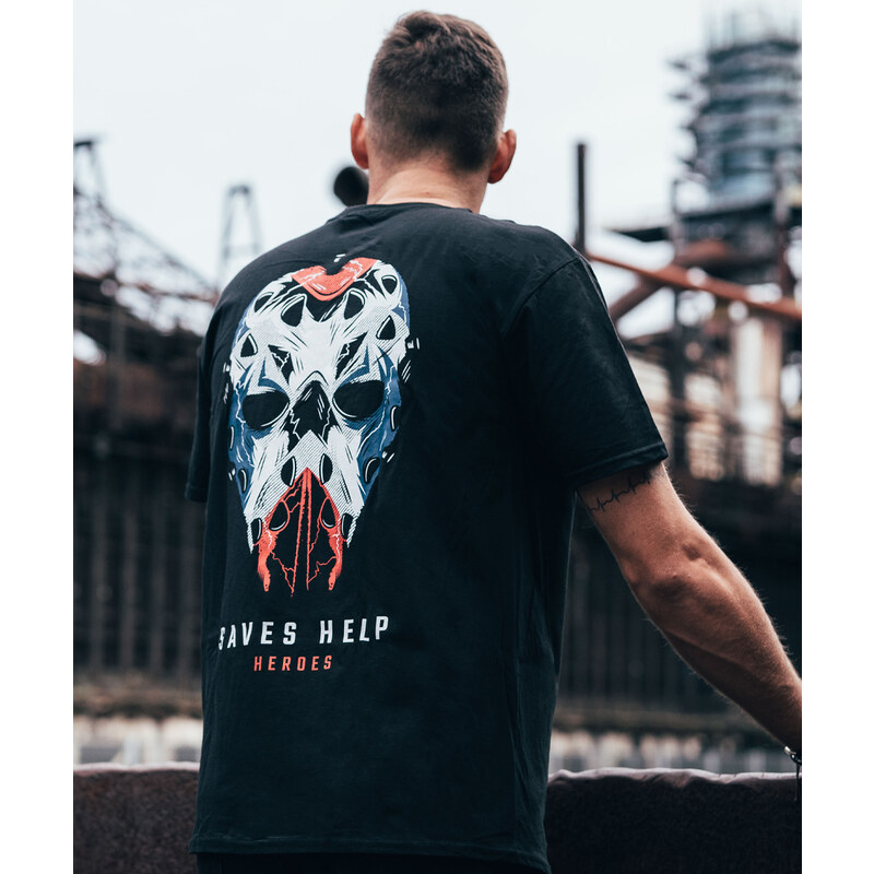 TRIČKO UNISEX SAVES HELP - Heroes - Black - SHPT005
