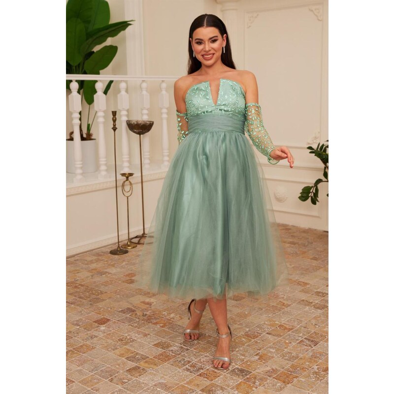 Carmen Çağla Tulle Midi Engagement And Promise Dress 115731229