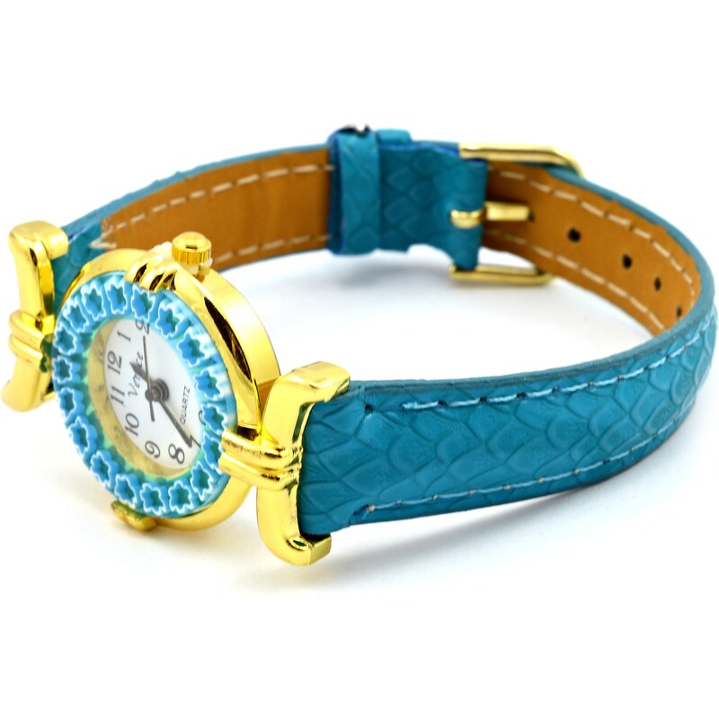 Murano Dámské hodinky s koženým páskem - světle modré - Venice 2