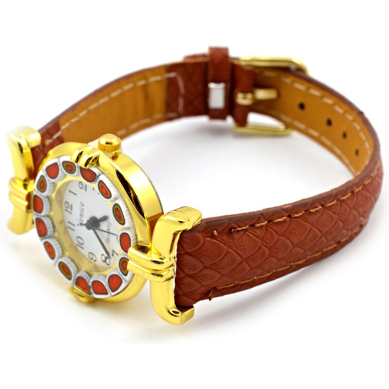 Murano Dámské hodinky s koženým páskem - hnědé - Venice 2