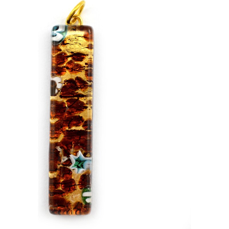 Murano Přívěsek skleněný - zlatá, hnědá - Viola