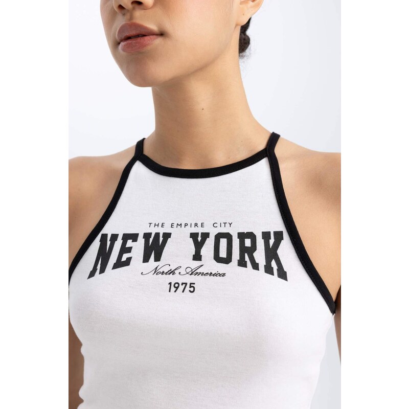 DEFACTO Crop Top Ribana Crew Neck Sleeveless Undershirt