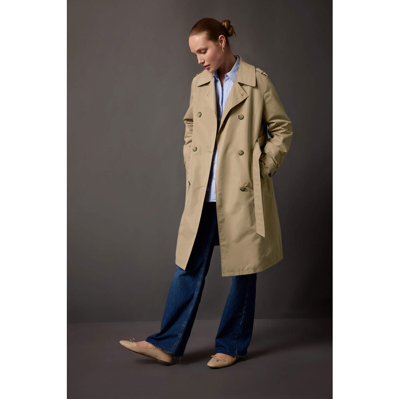 DEFACTO Waterproof Regular Fit Belted Trench Coat