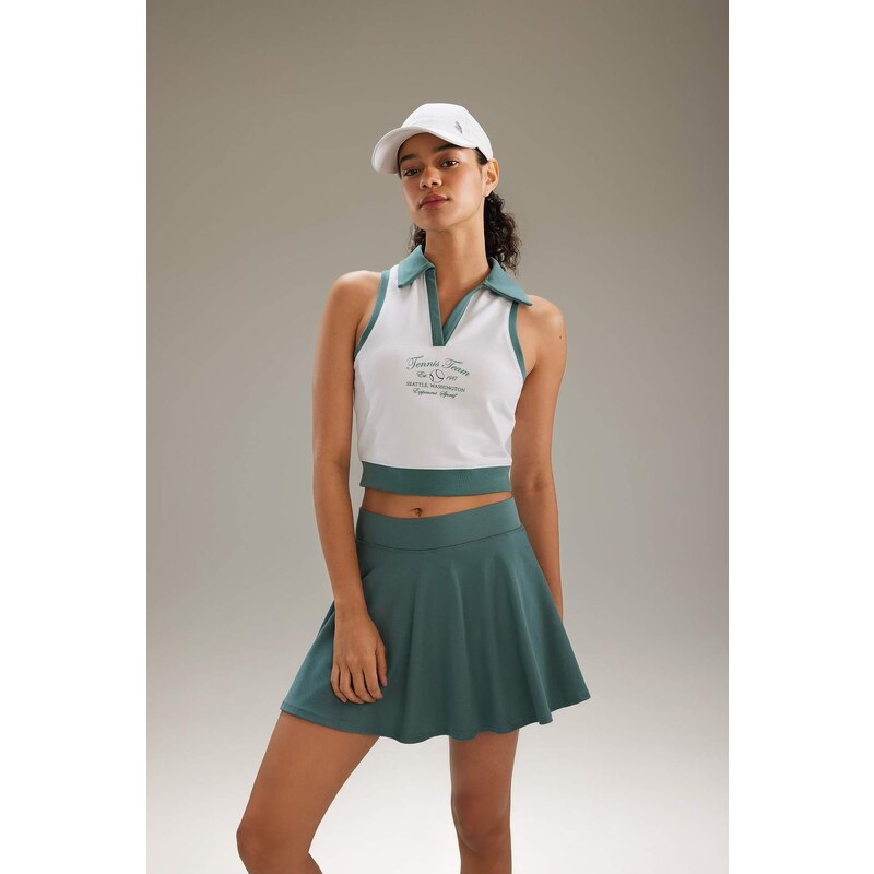 DEFACTO Crop Top Polo Collar Sleeveless Undershirt