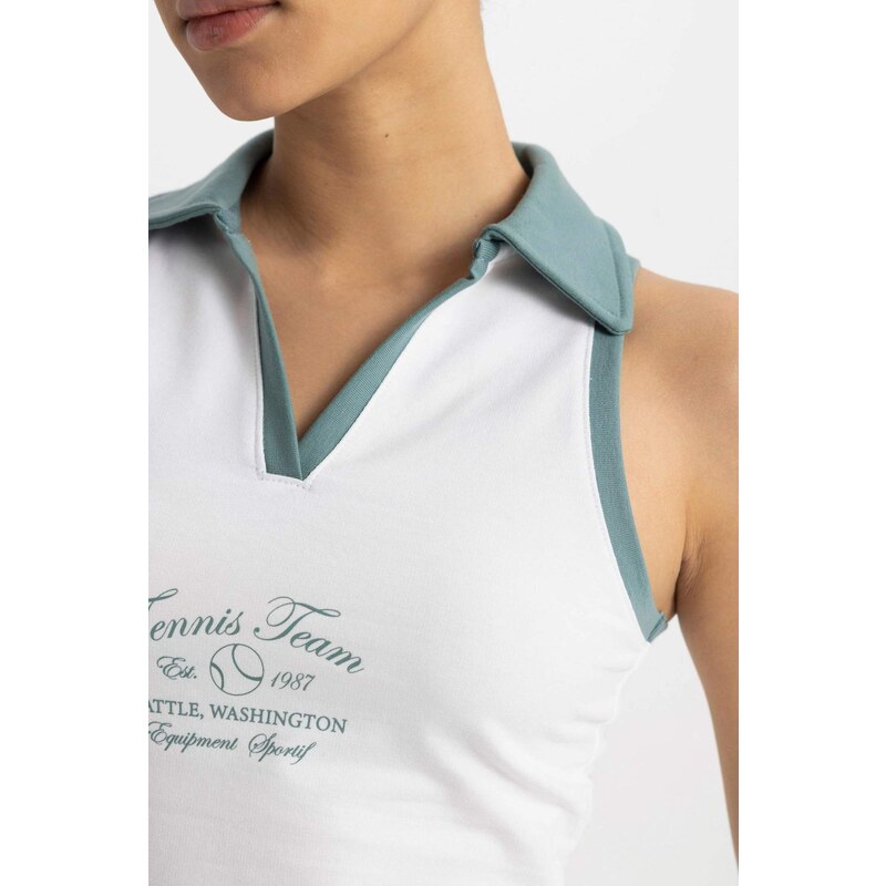 DEFACTO Crop Top Polo Collar Sleeveless Undershirt