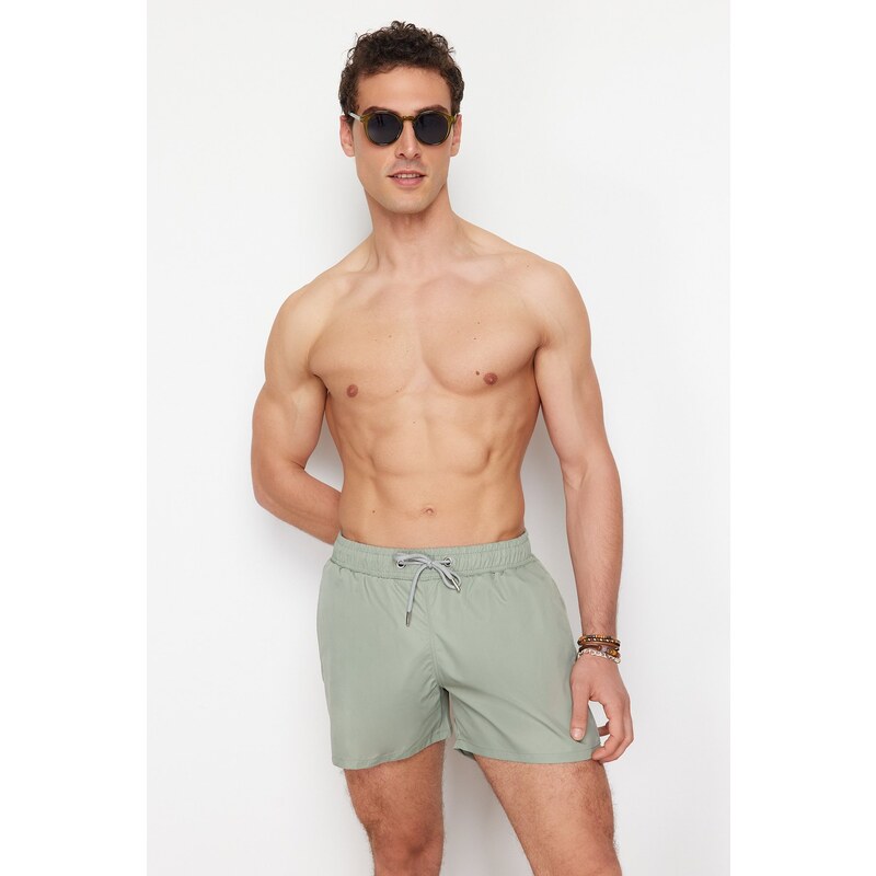 Trendyol Light Khaki Extra Short Basic Swim Shorts