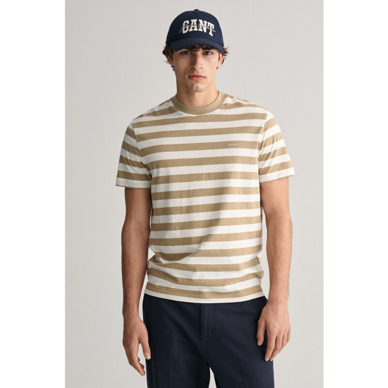 TRIČKO GANT STRIPE SS T-SHIRT hnědá S