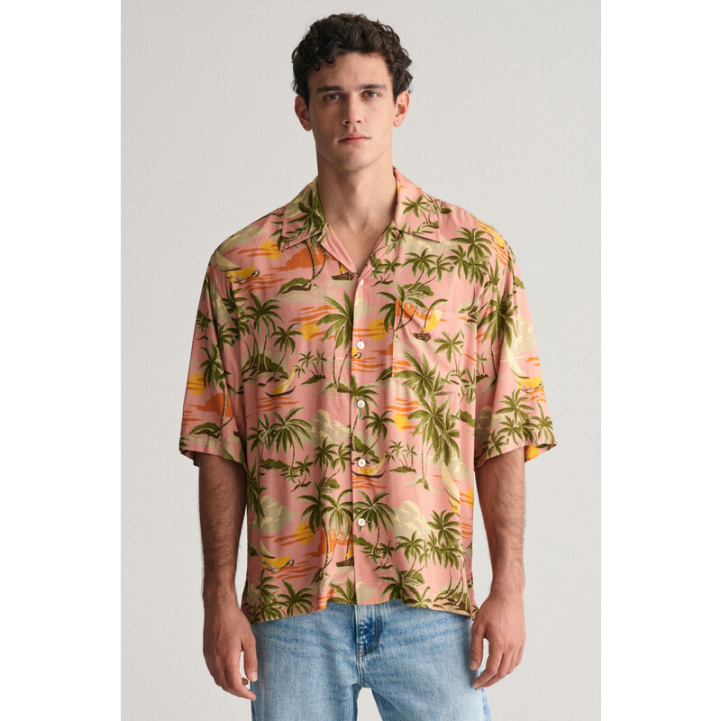 KOŠILE GANT REL VISCOSE HAWAII PRINT SS SHIRT PEACHY PINK