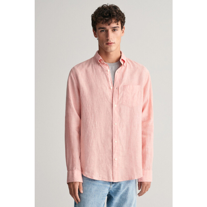 KOŠILE GANT REG LINEN SHIRT PEACHY PINK