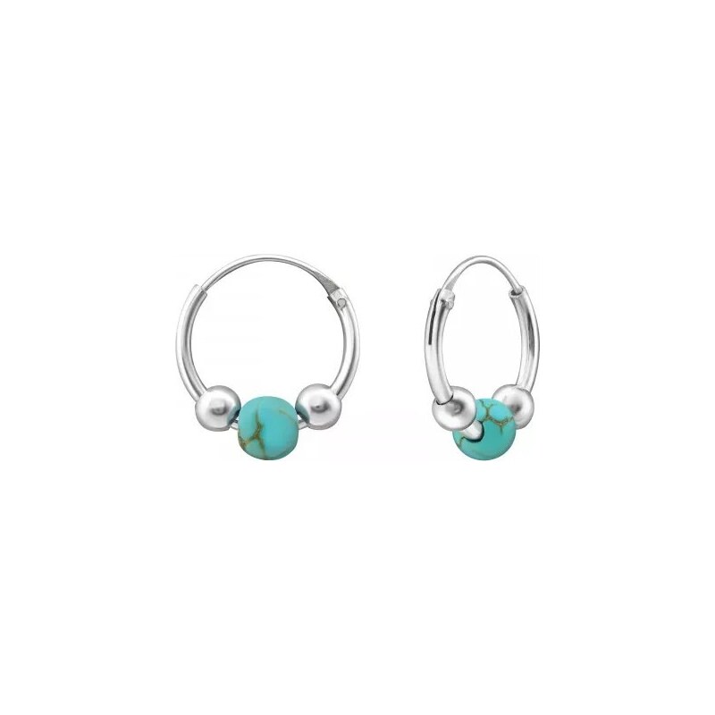 SYLVIENE Stříbrné náušnice Tyrkys 12 mm 92086182