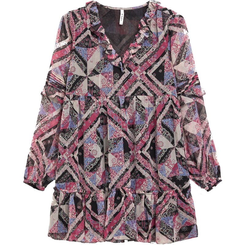 Pepe Jeans Šaty Pitu modrá / šedá / pink / černá