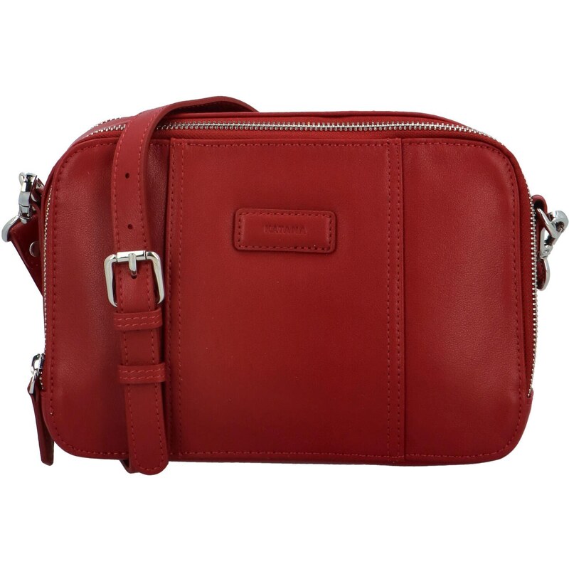 Trendy dámská kožená crossbody kabelka Katana Jeffrey, červená