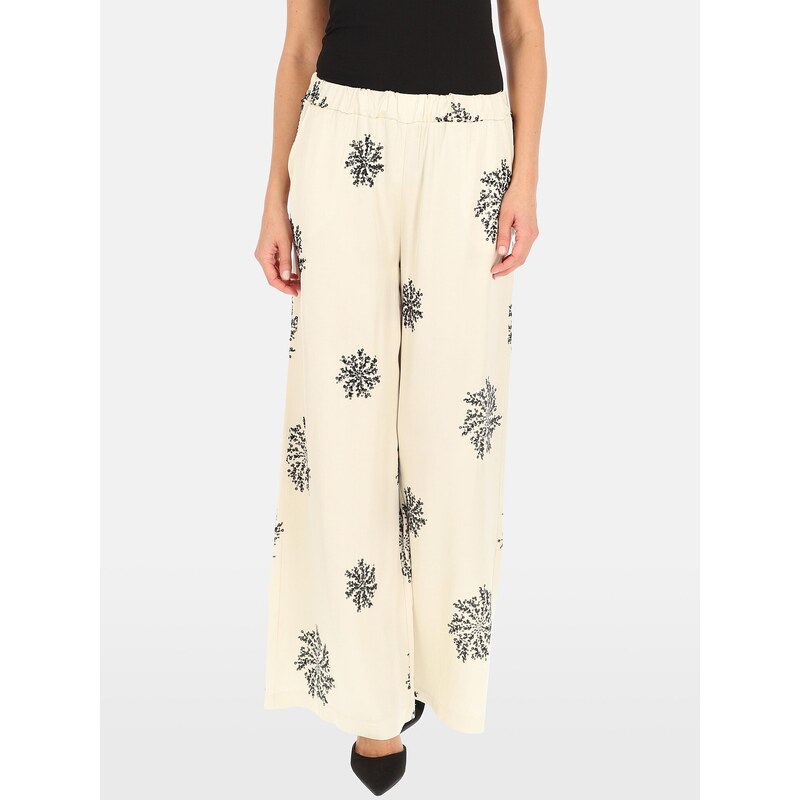 PERSO Womans Wide womens trousers decorated with sequin