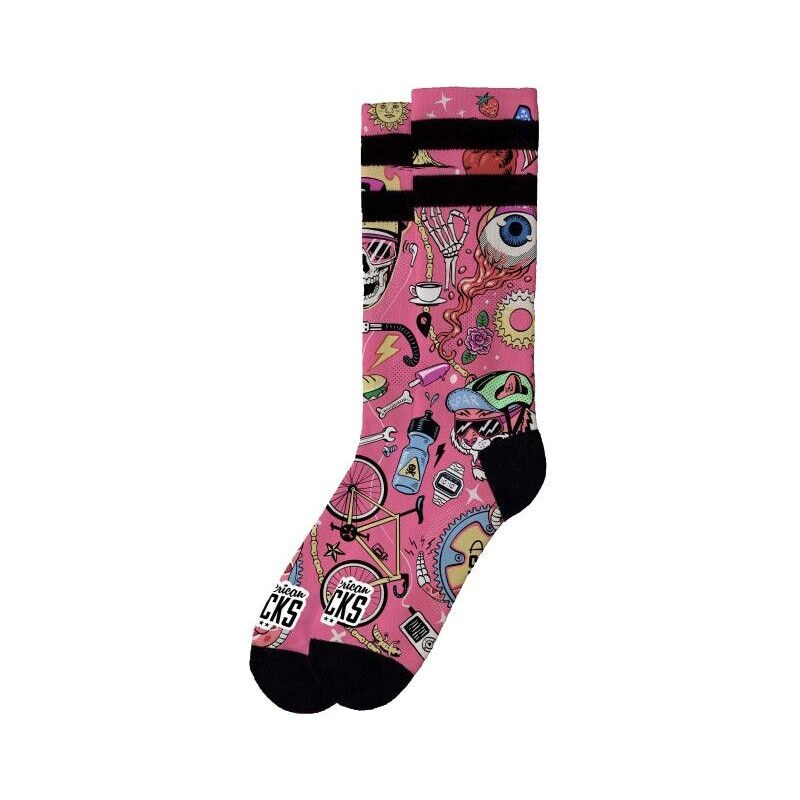 PONOŽKY AMERICAN SOCKS Cycling Beast - růžová -