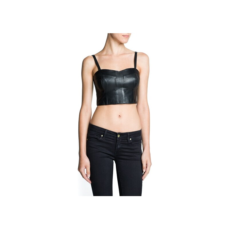 Mango Leather cropped top
