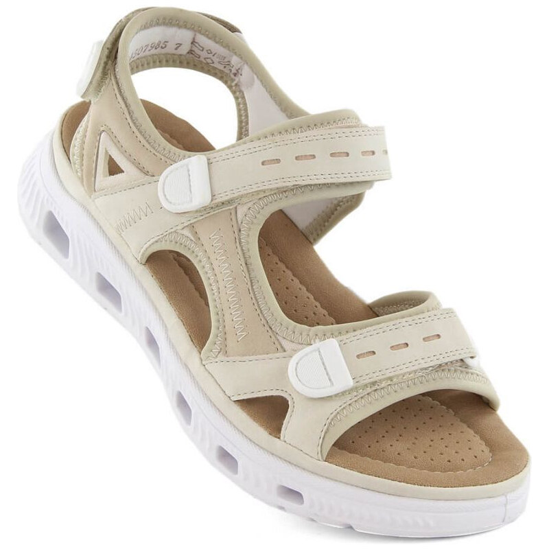Pohodlné sandály na suchý zip Rieker W RKR691 beige