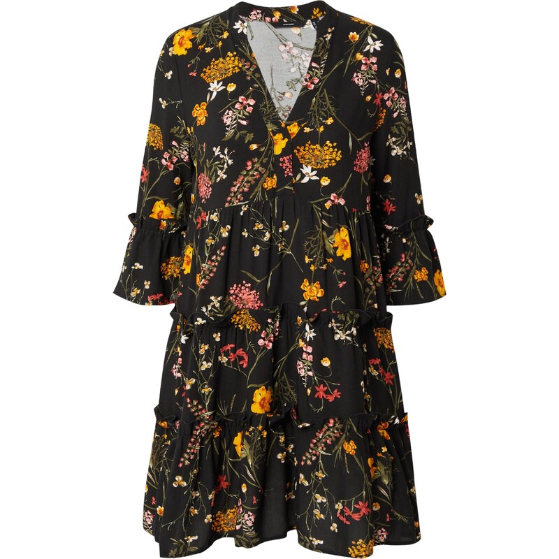 VERO MODA Šaty EASY JOY khaki / oranžová / černá / bílá 92912501
