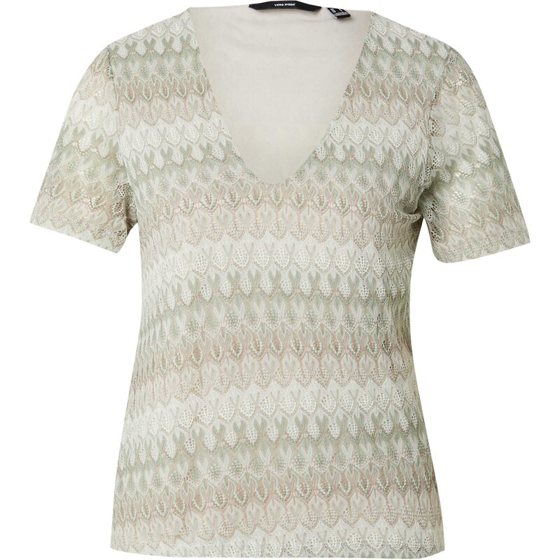 VERO MODA Tričko DICTE hnědá / mátová / bílá