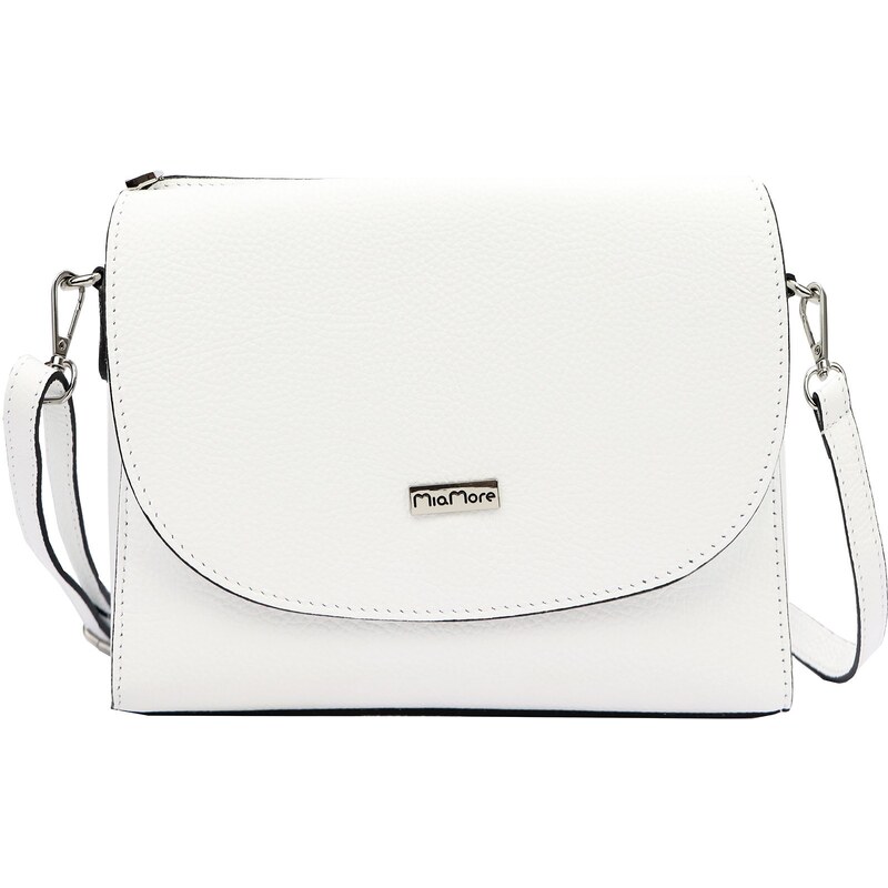Kožená crossbody kabelka MiaMore 01-067 bílá