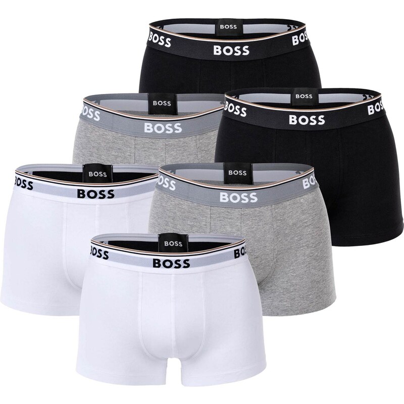 BOSS Boxerky šedý melír / černá / bílá