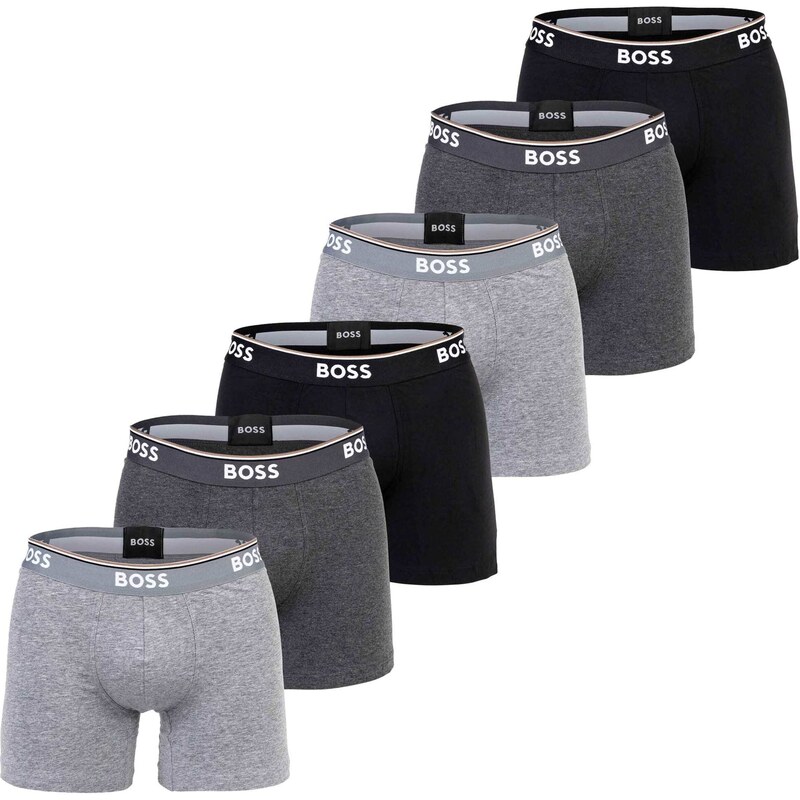 BOSS Boxerky šedá / šedý melír / černá