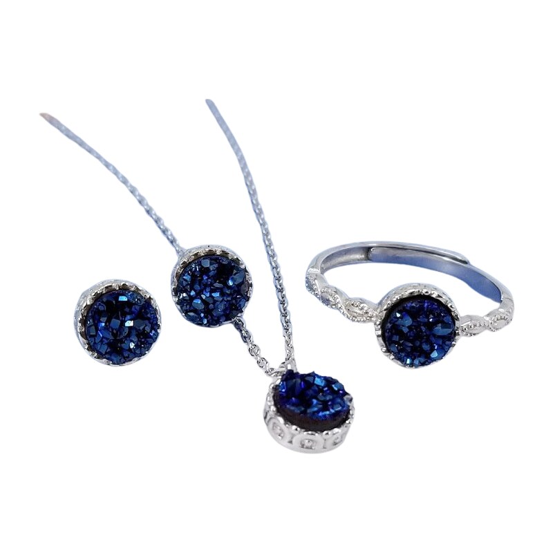 Flor de Cristal Stříbrný náhrdelník Blue Velvet