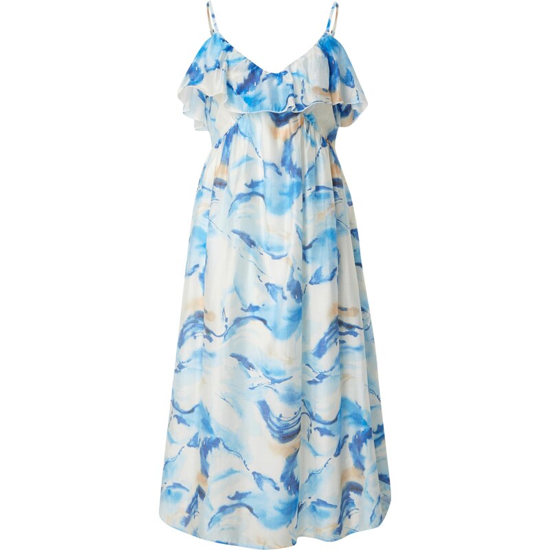 VERO MODA Šaty Osana Oysa béžová / modrá / světlemodrá / bílá