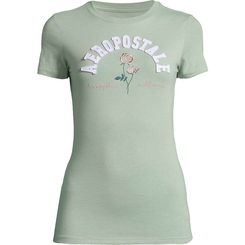 AÉROPOSTALE Tričko zelená / bílá