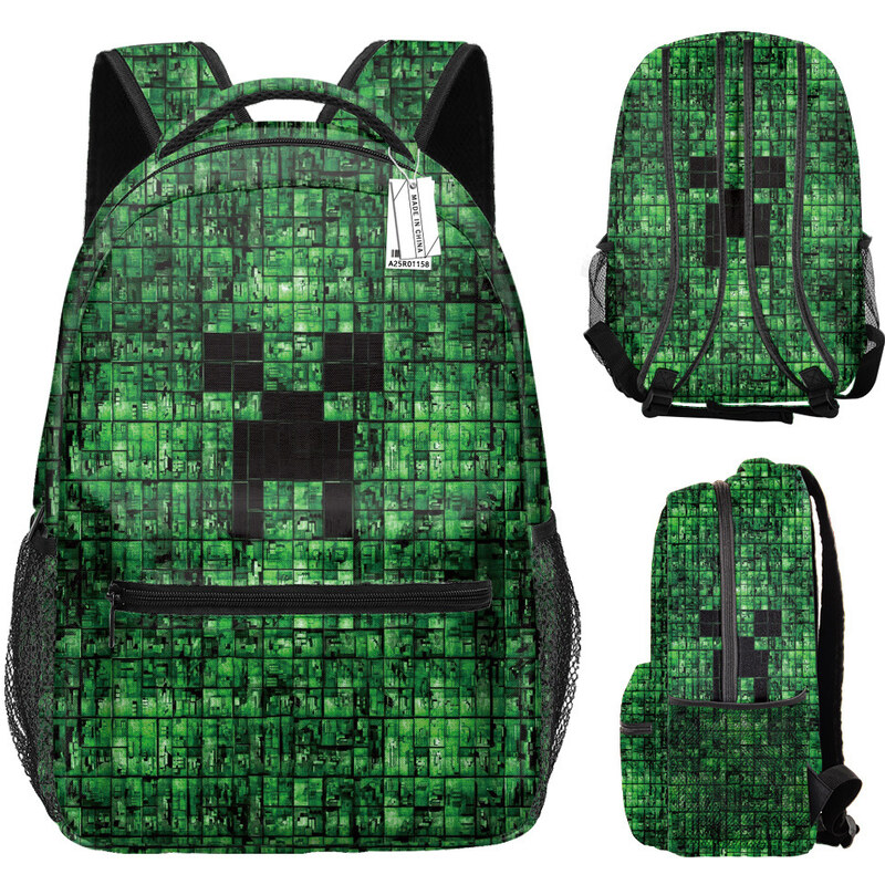 Made in China Dětský batoh Minecraft Creeper zelený – potisk ze