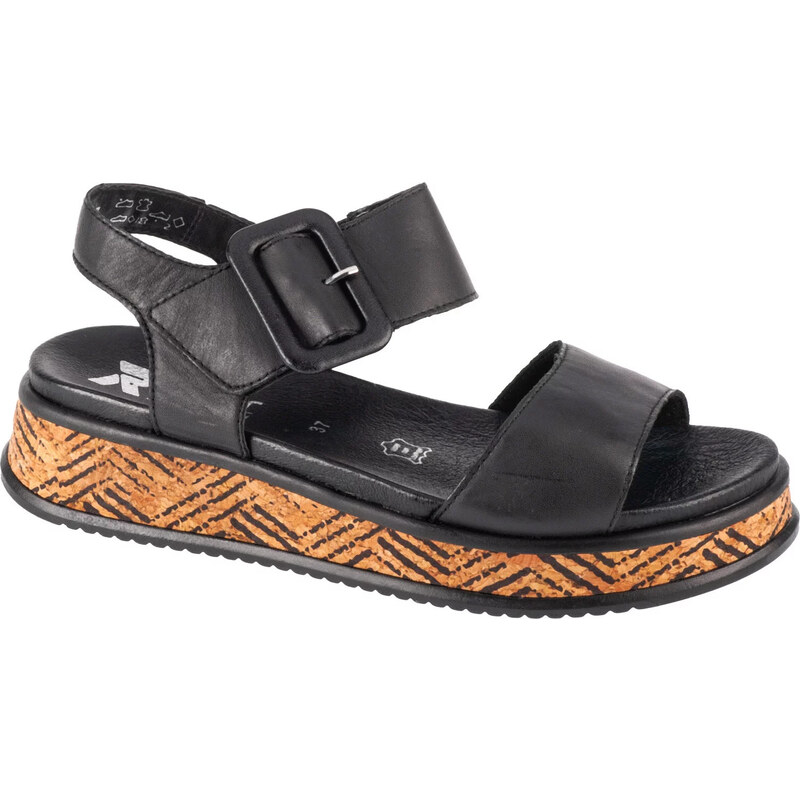Černé dámské kožené sandály na platformě Rieker Sandals W0800-00