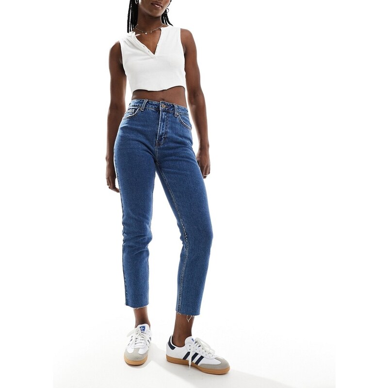 ONLY Emily high waist straight jeans in dark blue