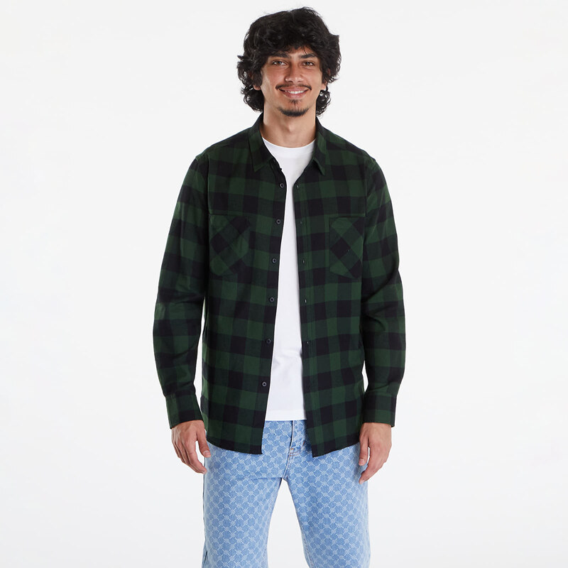 Košile Urban Classics Checked Flanell Shirt Black/ Green S