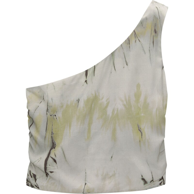Pull&Bear Top šedá / zelená / rákos / černá