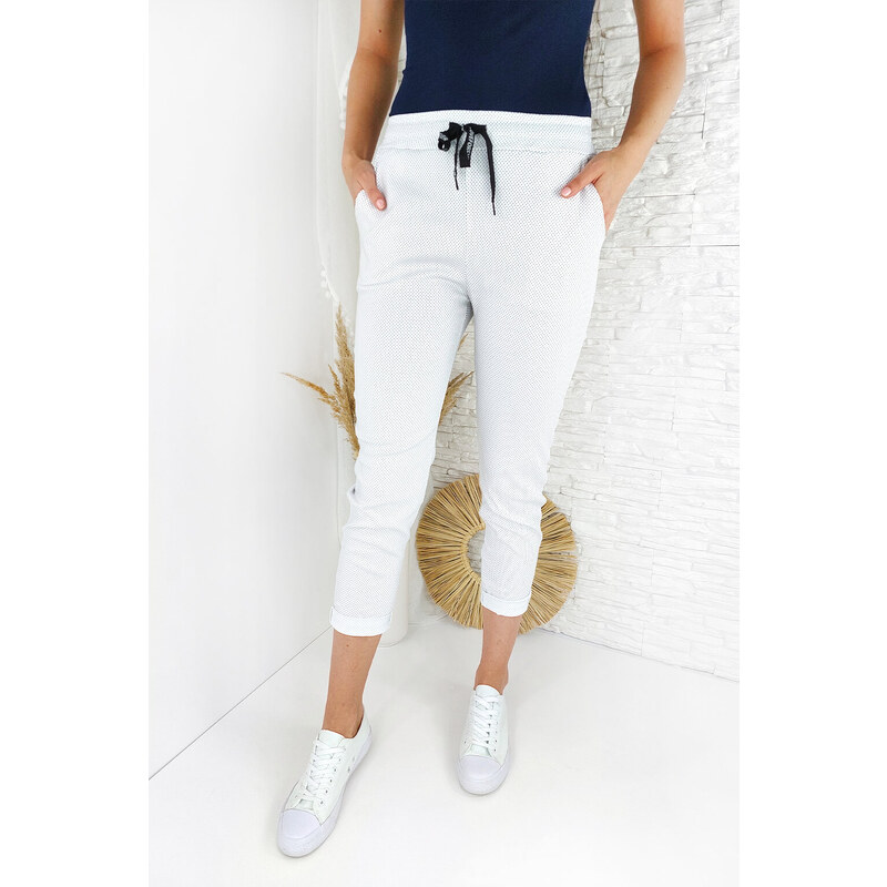 Italian style Bílé kalhoty s puntíky MA-2068WH 92572036
