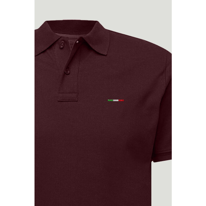 Polo Tričko Slim Fit, Barva Bordó, s Potiskem Italian Stripe
