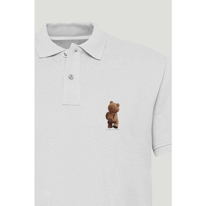 Polo Tričko Slim Fit, Barva Bílá, s Potiskem Teddys Opinion