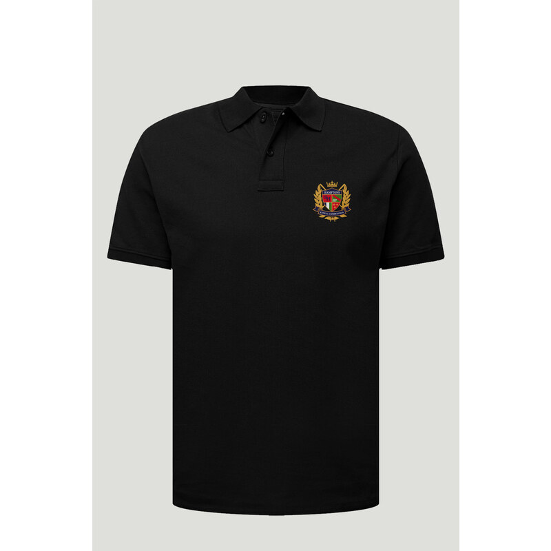 Polo Tričko Slim Fit, Barva Černá, s Potiskem Hamptons