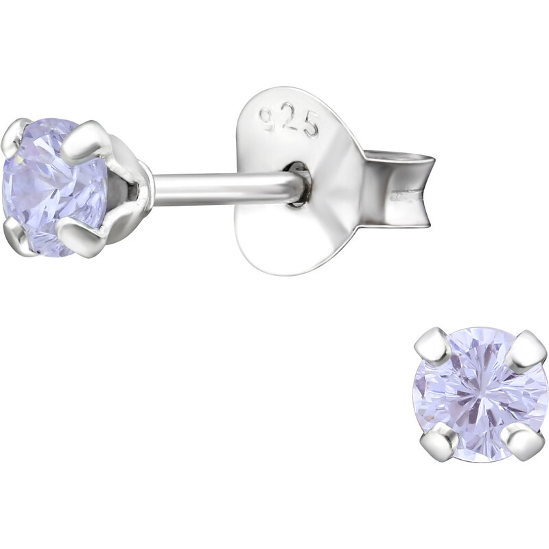 Olivie Stříbrné 3mm náušnice LILA 8655