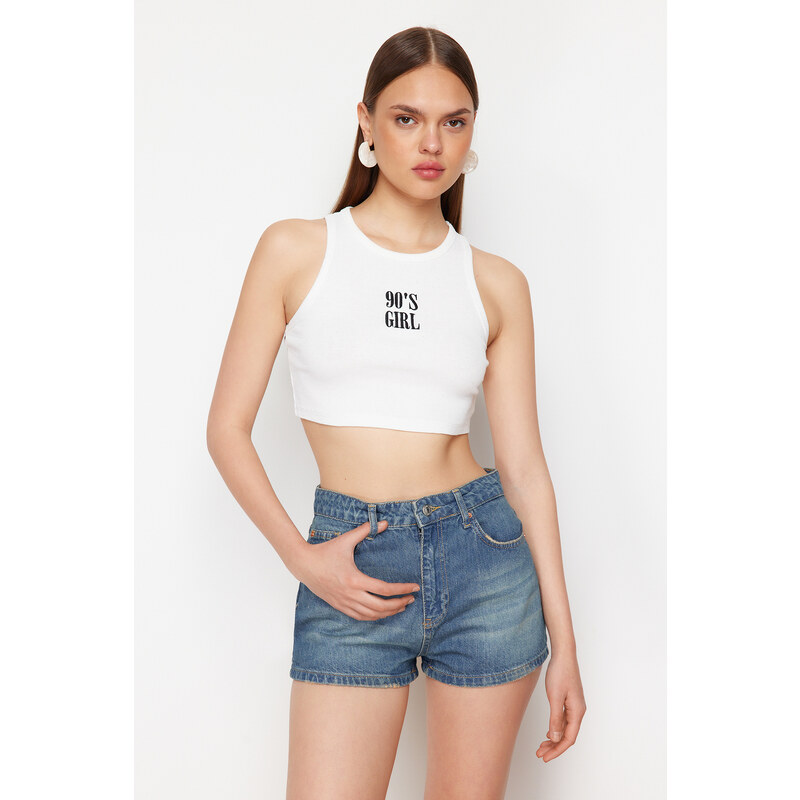 Trendyol Blue High Waist Denim Shorts 115606444