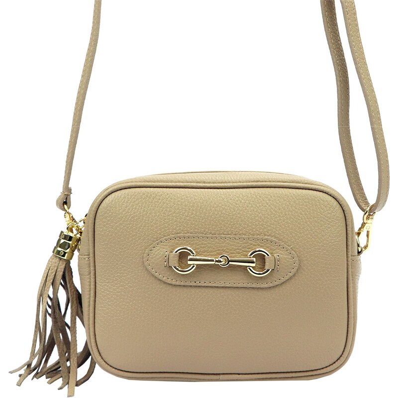 Kožená crossbody kabelka Luka 20-040 tmavě béžová 92647075