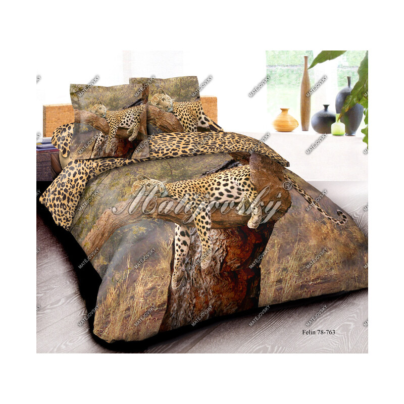 Matějovský povlečení Leopard na stromě bavlna 140x200 plus 70x90