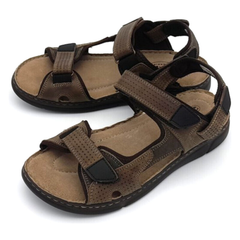 Pánské kožené sandále 01/24 khaki Klondike hnědé