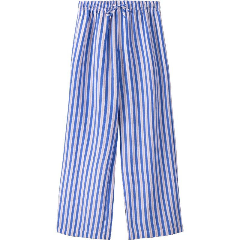 Bershka Kalhoty námořnická modř / světle růžová / bílá