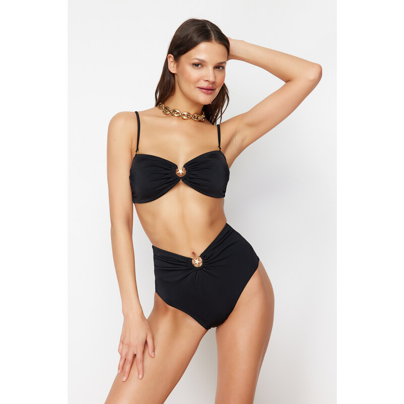 Trendyol Black Premium Accessorized High Waist Hipster Bikini