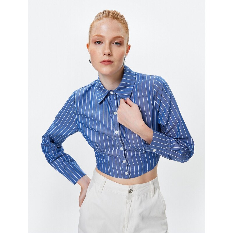 Koton Crop Shirt Long Sleeve Classic Collar Cotton 107072858