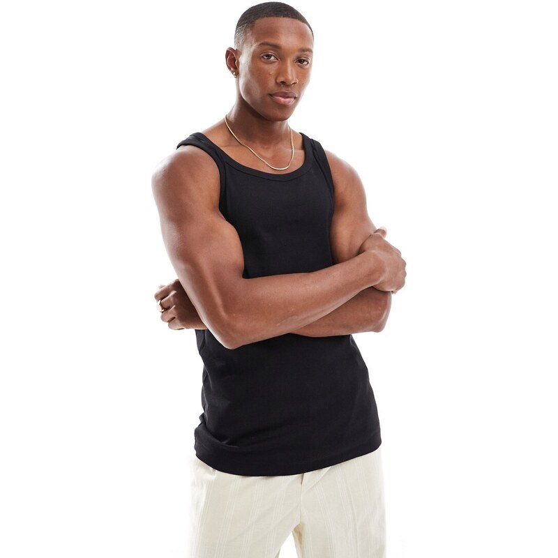 ONLY & SONS ribbed tank top in black