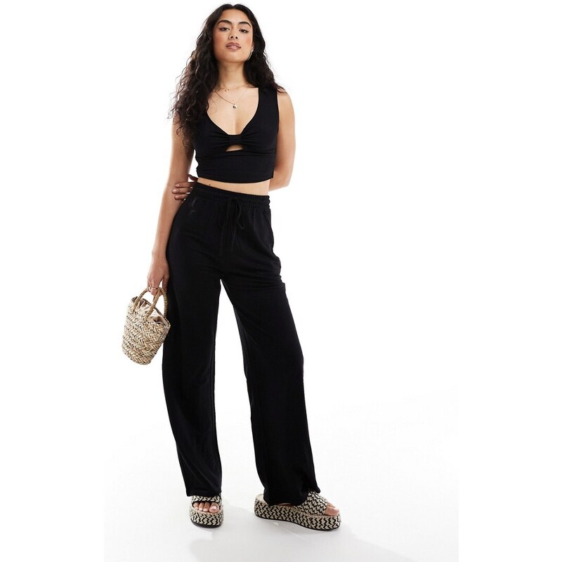 ONLY wide leg trouser co-ord in black 92743975